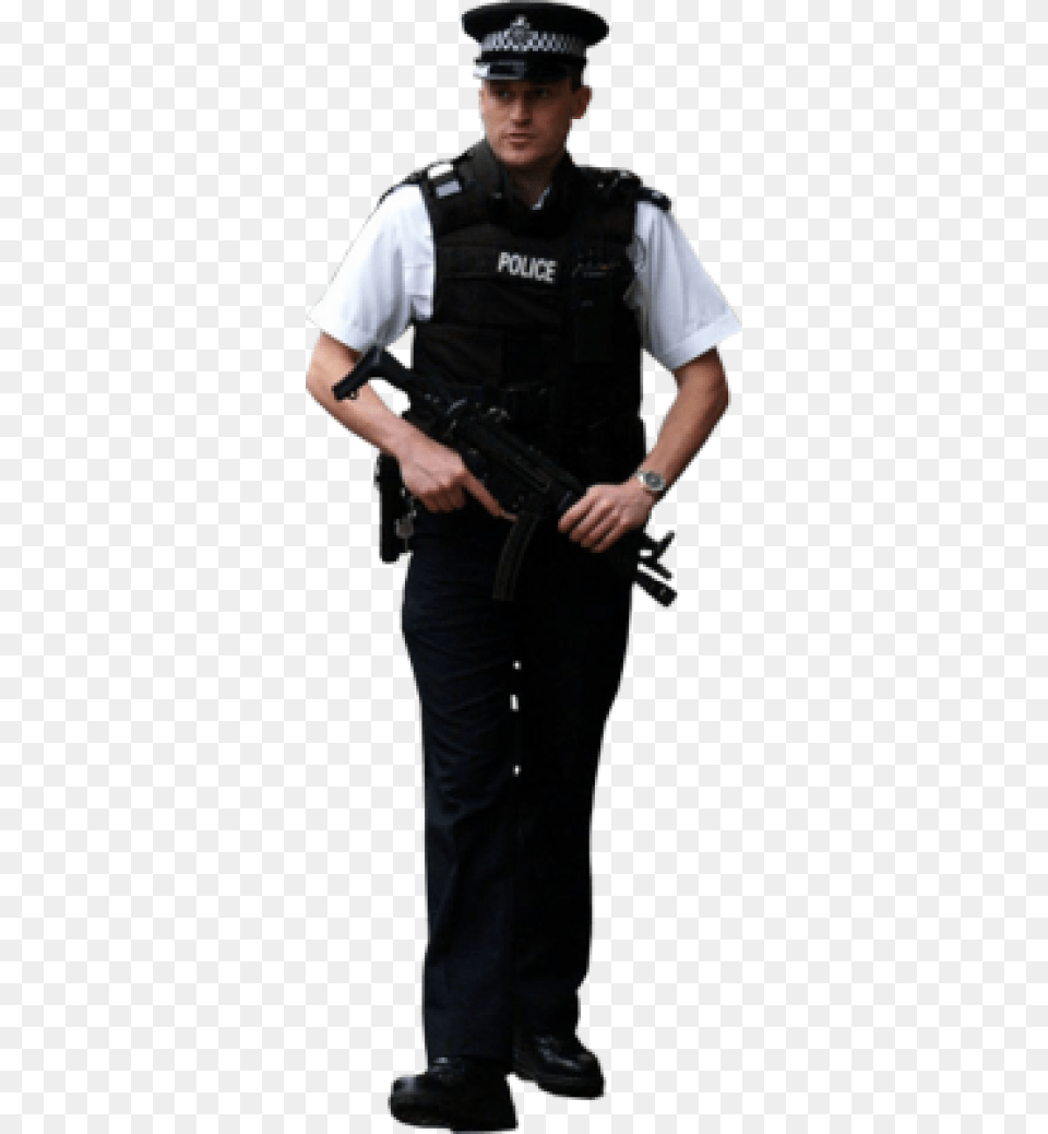 Policeman, Gun, Weapon, Adult, Male Png