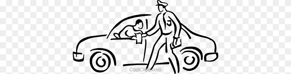 Policeman Giving A Motorist A Ticket Royalty Vector Clip Art, Person, Grass, Machine, Plant Png Image