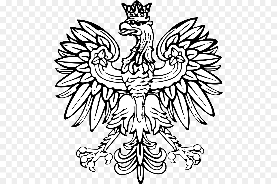 Polish Flag Tatoo Polish Coat Of Arms Black And White, Emblem, Symbol, Person, Animal Png