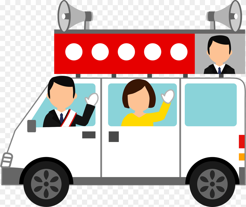 Political Campaign Election Clipart, Vehicle, Van, Transportation, Person Free Png