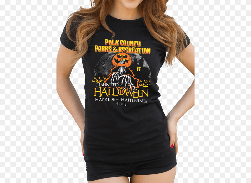 Polk Count Parks And Rec Haunted Halloween Hay Ride Selfie Celfie Top Shirt Shirts Tshirt T Shirt Tee Shirts, Clothing, T-shirt, Adult, Female Png Image