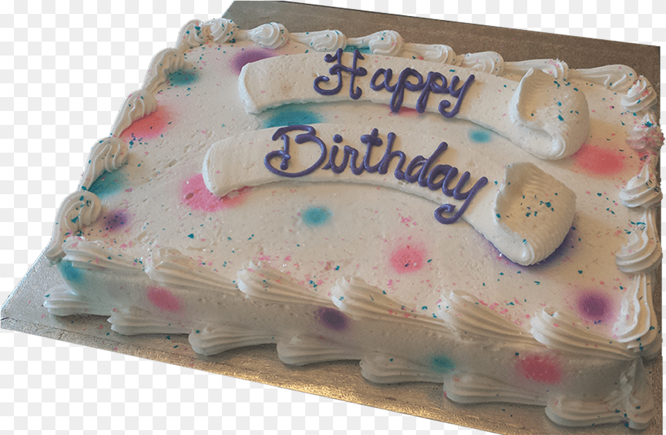 Polka Dot Banner Decorated Slab Birthday Cake, Birthday Cake, Cream, Dessert, Food Free Png Download