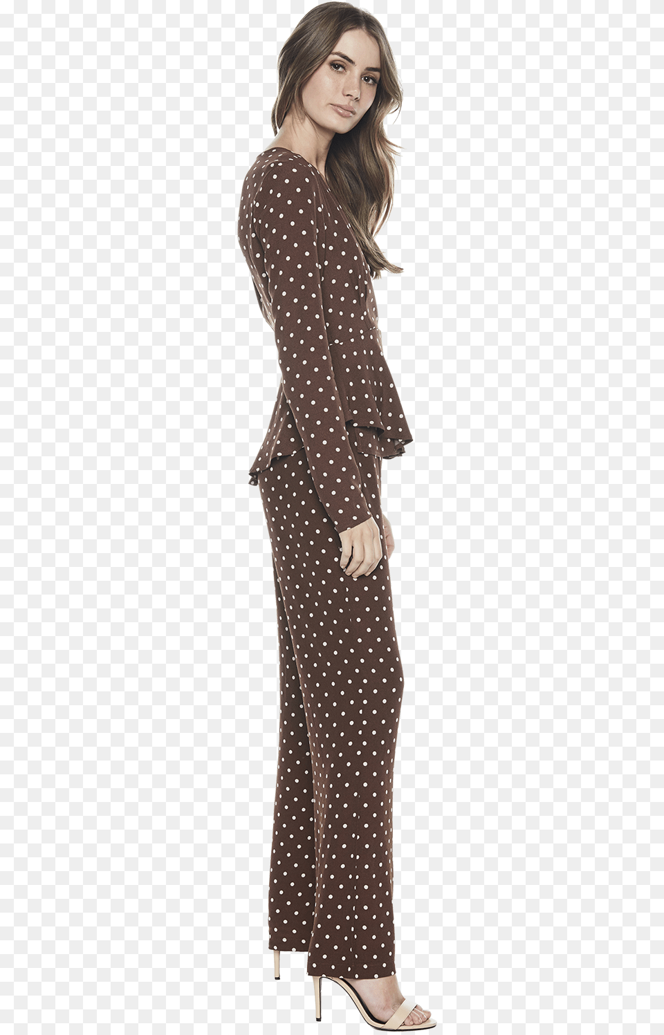 Polka Dot Wrap Top In Colour Brunette Polka Dot, Adult, Sleeve, Person, Pattern Free Png Download