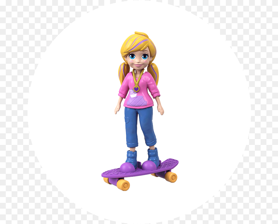 Polly Pocket Skate Rockin39 Polly Polly Pocket Dolls 2018, Figurine, Toy, Doll, Face Png Image