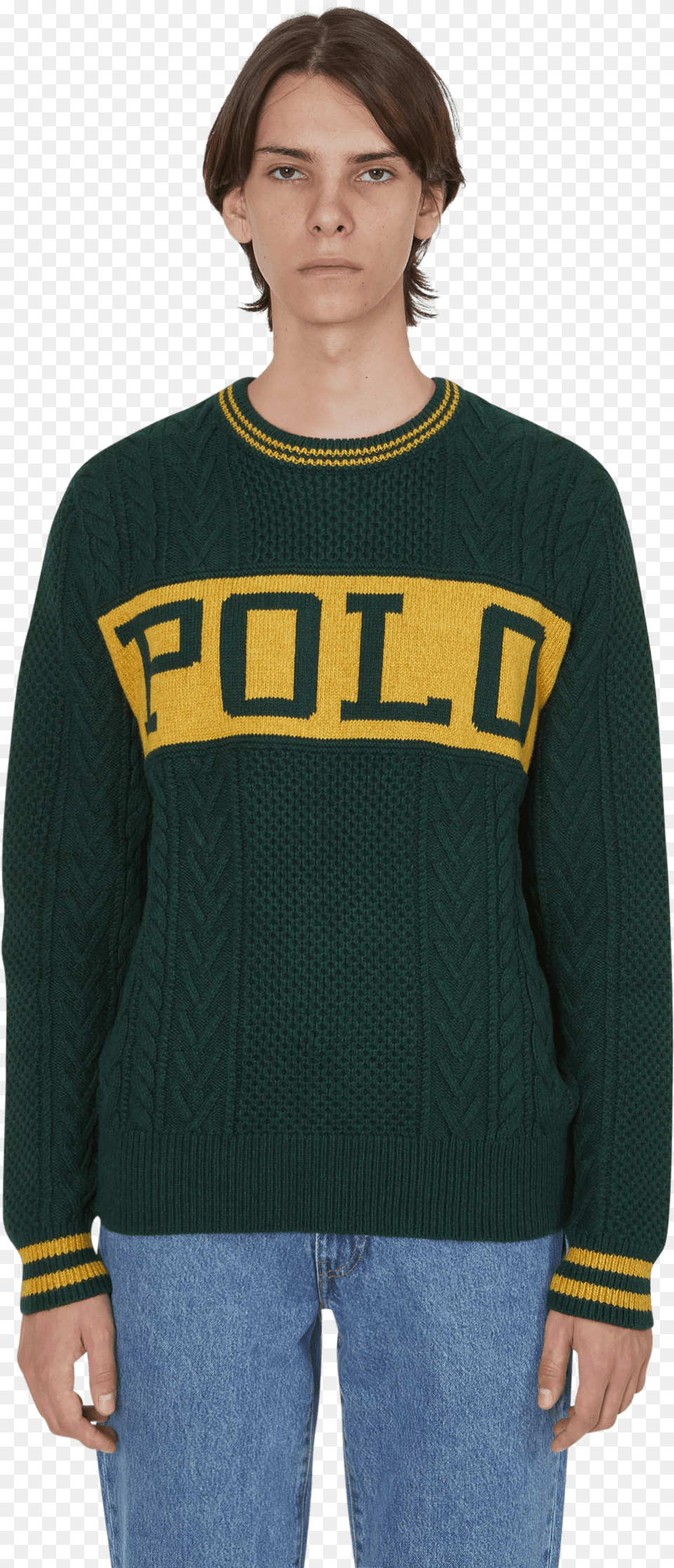 Polo Ralph Lauren Crewneck Knitwear Forest Gold Ralph Lauren, Clothing, Sweater, Face, Head Free Png