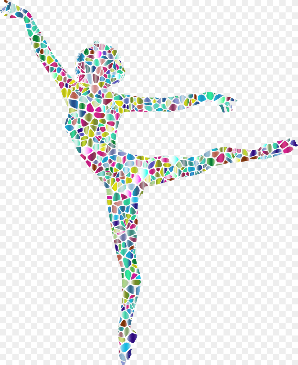 Polychromatic Tiled Lithe Dancing Woman Dancer Silhouette Transparent Background, Leisure Activities, Person, Art Free Png Download