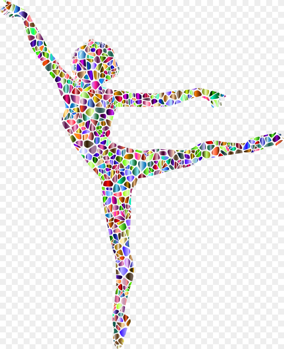 Polychromatic Tiled Lithe Dancing Woman Silhouette Background Dancing Woman Silhouette, Leisure Activities, Person Png