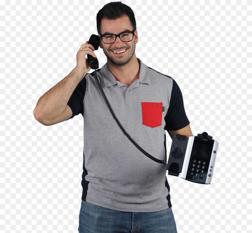 Polycom Phones 30 Day Money Back Guarantee Telephony, T-shirt, Photography, Phone, Person Free Transparent Png