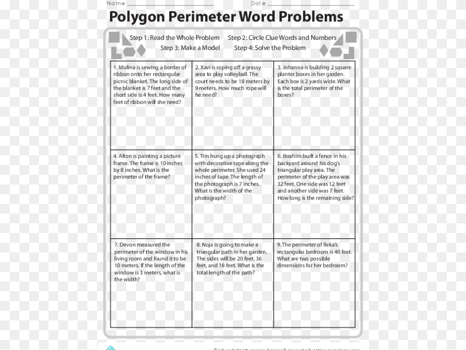 Polygon Perimeters With Tantalizing Tangrams 2nd Grade Easy Word Problems, Page, Text, File Png Image