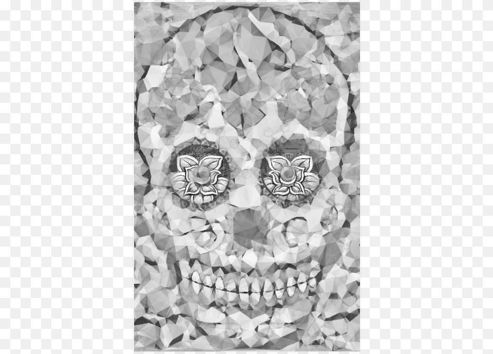 Polygon Skull Black White Poster 22 X34 Skull, Art, Drawing Free Png