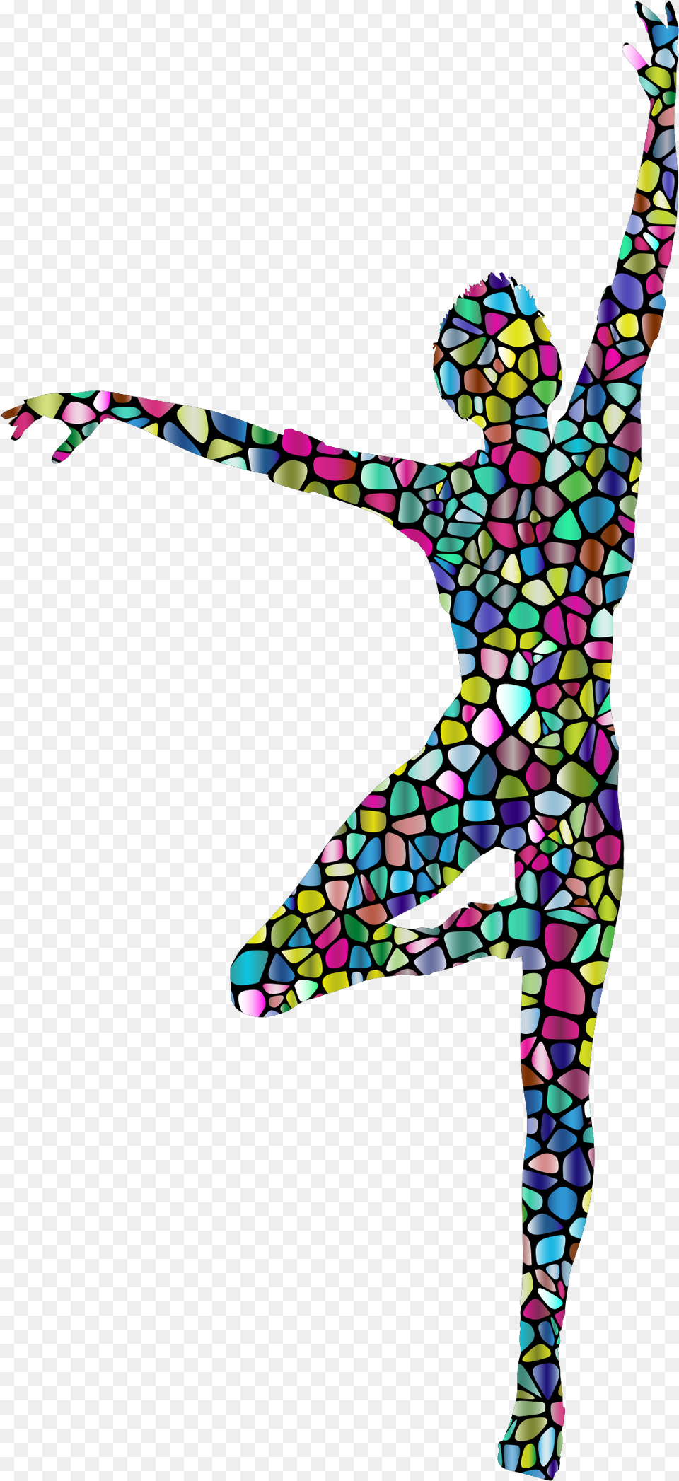 Polyprismatic Tiled Dancing Woman Silhouette Transparent Background Dance Clip Art, Person, Leisure Activities Png