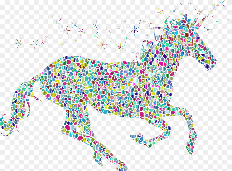 Polyprismatic Tiled Magical Unicorn Silhouette Clip Unicorn, Art, Baby, Person, Paper Free Png