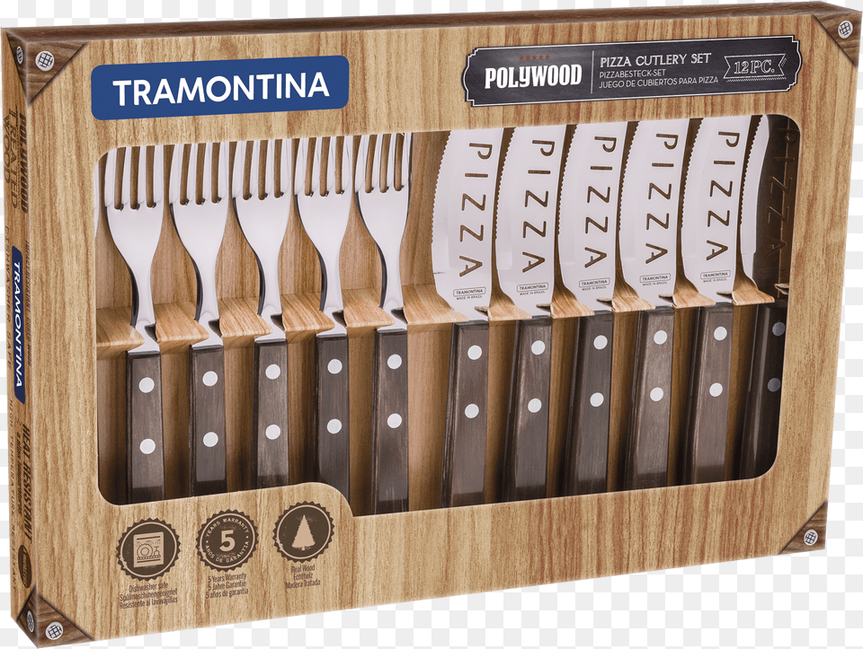Polywood Pizza Set Talheres De Pizza Tramontina, Cutlery, Fork, Spoon Free Png Download