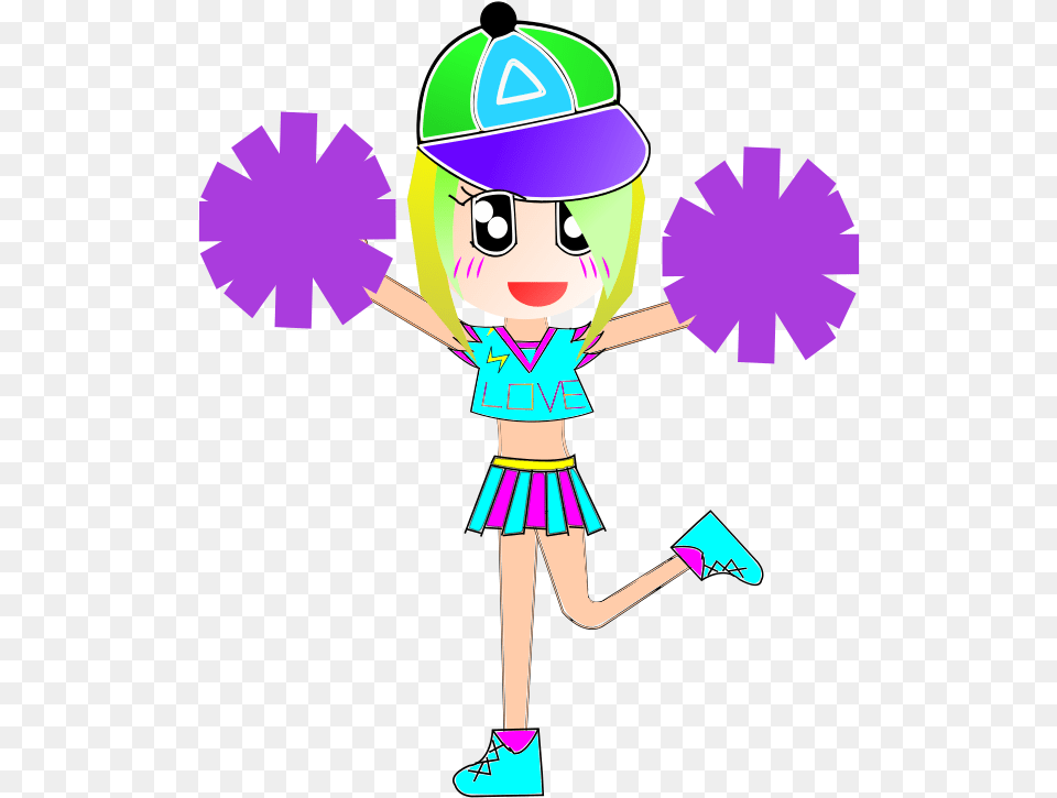 Pom National Football League Cheerleading Girl Cheerleaders Cartoon, Purple, Person, Face, Head Free Transparent Png