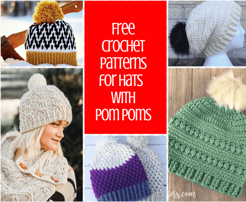 Pom Pom Crochet Hat Pattern Free, Beanie, Cap, Clothing, Adult Png Image