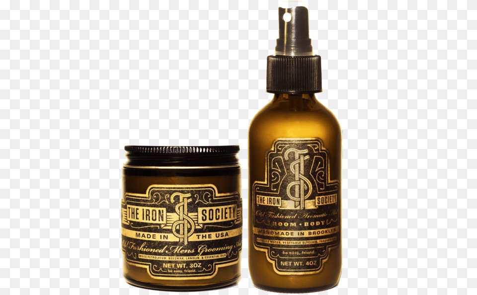 Pomade And Body Spray Pair Iron Society Pomade, Bottle, Aftershave, Cosmetics, Perfume Png