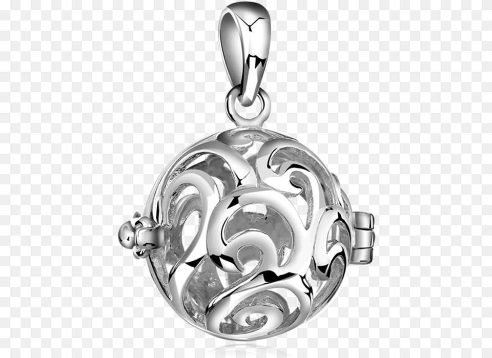 Pomander Pendants Silver Swirl Nenalina Halskette Mit Engelsflsterer Anhnger Gro, Accessories, Pendant, Jewelry, Locket Free Png