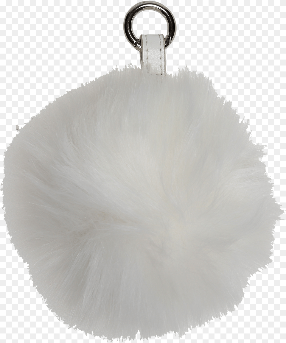 Pompom Charm With Strap And O Ring Lock White Strop White Fake Fur D11 Cm Fur White Circle, Accessories, Bag, Handbag, Clothing Free Transparent Png