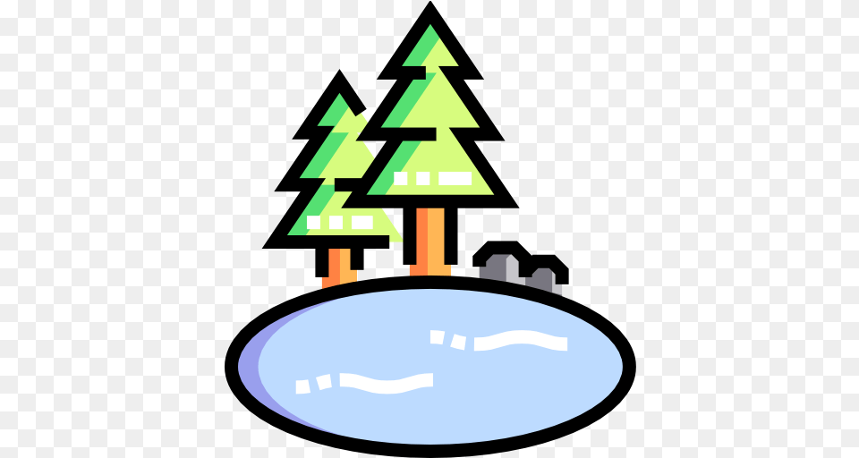 Pond Nature Icons Tree With Pond Icon, Triangle, Lighting Free Png