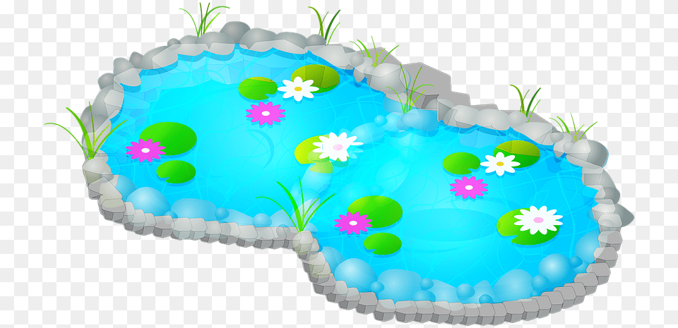 Pond Waterfall Lake Nature Landscape Garden Inflatable, Birthday Cake, Cake, Cream, Dessert Free Png