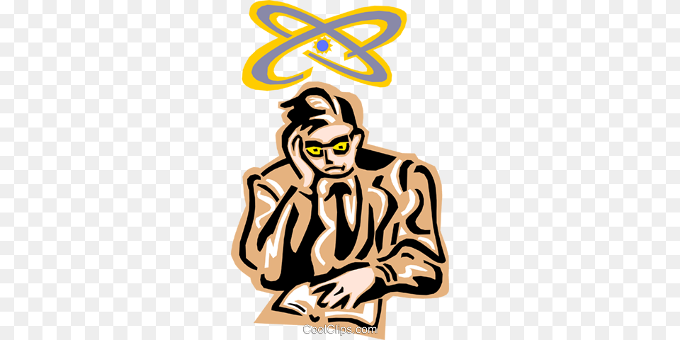 Pondering The Atom Royalty Vector Clip Art Illustration, Person, Logo, Face, Head Free Transparent Png