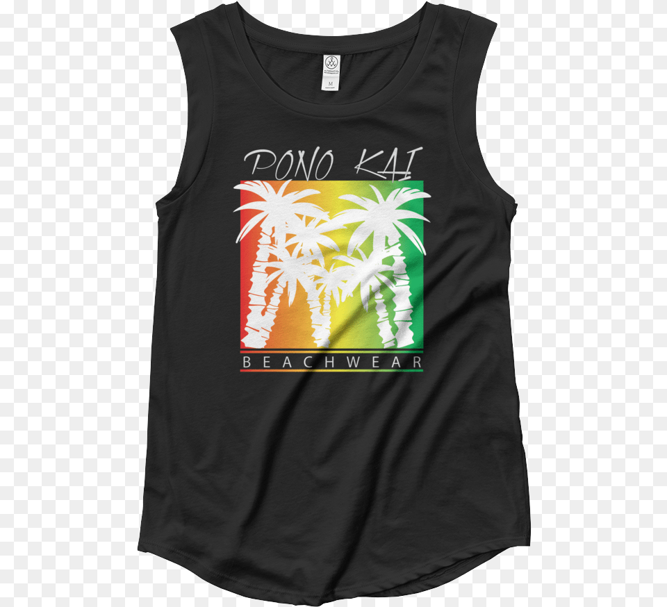 Pono Kai Rasta Palms2 Ladie39s Cap Sleeve T Shirt T Shirt, Clothing, Tank Top, Person Free Png Download