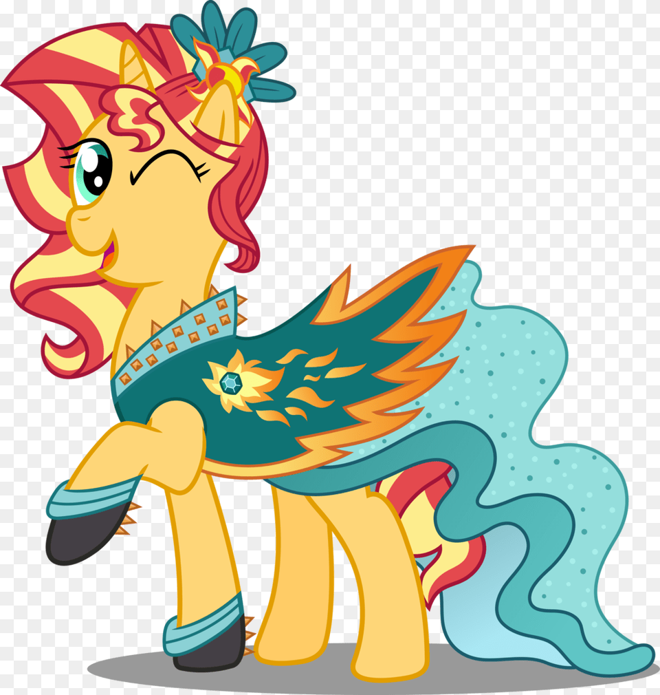Pony Crystal Gala Sunset Shimmer Dress Pony, Art, Graphics, Book, Comics Free Png