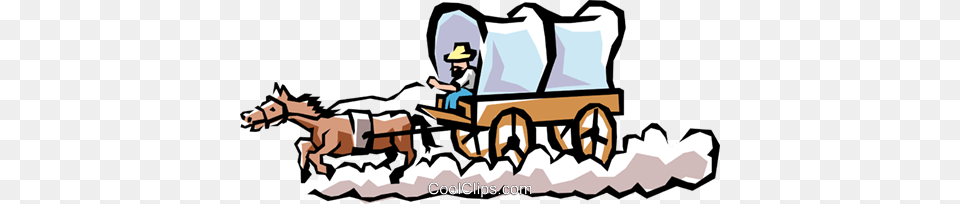 Pony Express Royalty Vector Clip Art Illustration, Transportation, Vehicle, Wagon, Horse Cart Free Png Download