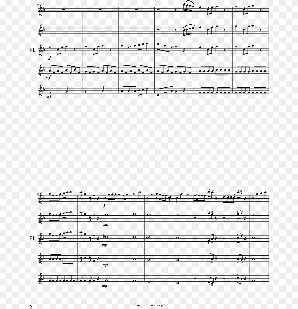 Ponyo Sheet Music Composed By Composed By Joe Hisaishi Follow You Deep Sea Baby Noten, Gray Free Png Download