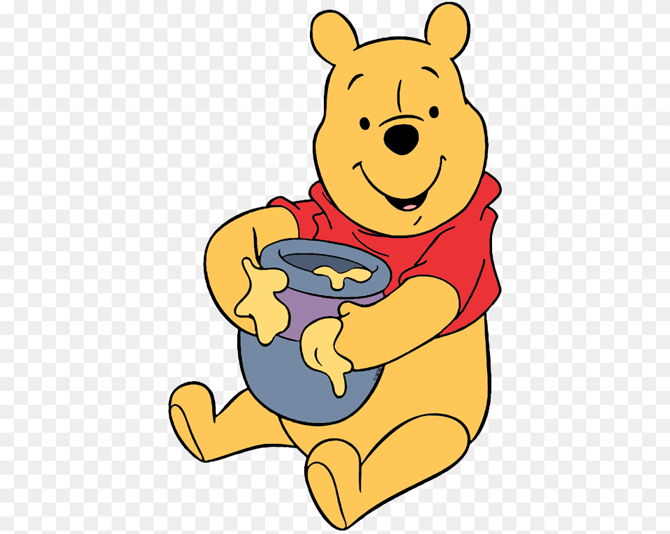 Pooh Face Sitting With Honey Pot Winnie The Pooh Clipart Eating Honey, Animal, Bear, Mammal, Wildlife Png