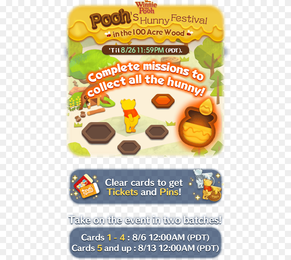 Poohs Hunny Festival Disney Tsum Tsum August Pooh Winnie The Pooh, Advertisement, Poster, Food, Lunch Free Png Download
