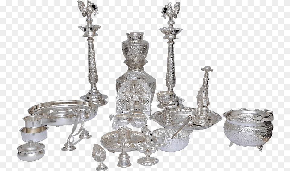 Pooja Set Silver Pooja Items Silver, Chandelier, Lamp, Cutlery, Spoon Free Transparent Png