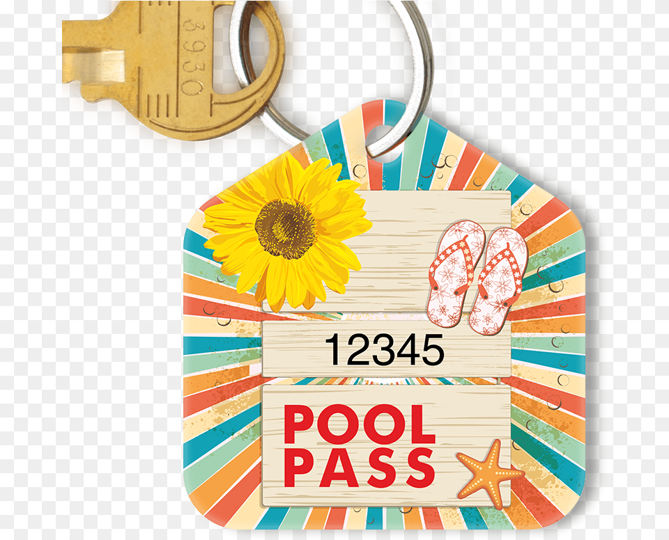 Pool Pass In Pentagon Shape Sunflower Sandals Starfish Graphic Design, Clothing, Footwear, Shoe, Text Png