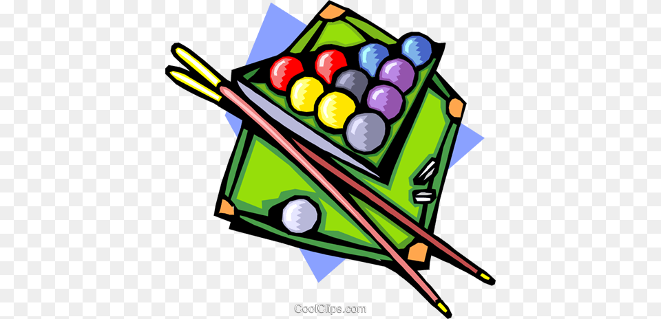 Pool Table With Ball And Cues Royalty Vector Clip Art, Furniture, Indoors, Device, Grass Free Png Download
