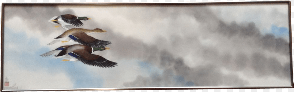 Poon Tai To Watercolor On Silk By Listed Artist Tai Poon Tai To Painting, Animal, Bird, Duck, Flying Png Image