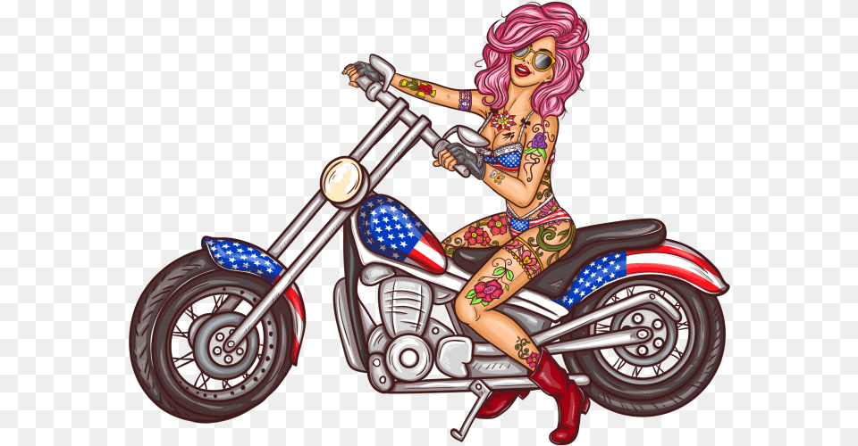Pop Art Biker Girl Image Searchpng Transparent Pop Art Girls, Machine, Spoke, Skin, Tattoo Free Png Download