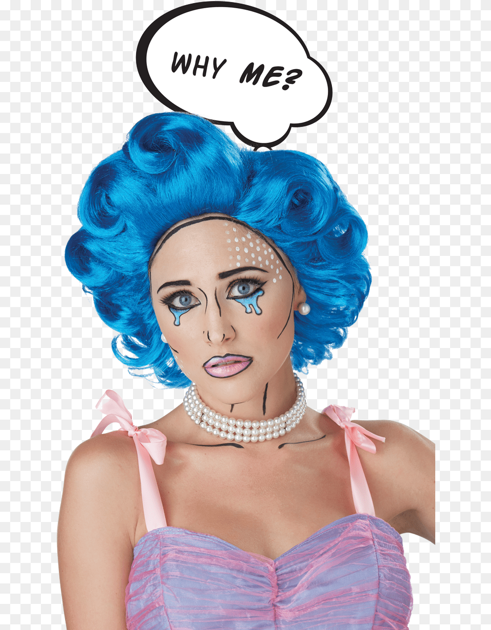Pop Art Blue Wig, Woman, Adult, Person, Female Free Png