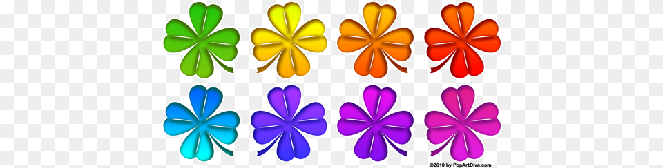 Pop Art Diva Land Rainbow Four Leaf Clover Full Size Rainbow Four Leaf Clover, Geranium, Plant, Flower, Daisy Free Png Download