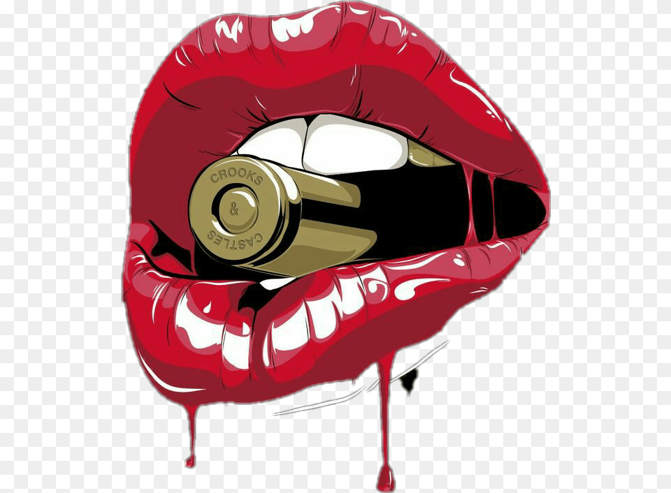 Pop Art Lips With Bullet, Cosmetics, Lipstick, Ammunition, Weapon Free Transparent Png