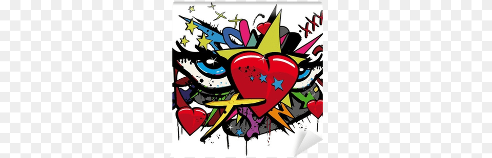 Pop Art Love Graffiti Hearts Eyes Illustration White Graffiti Art White Background, Graphics, Dynamite, Weapon Free Png