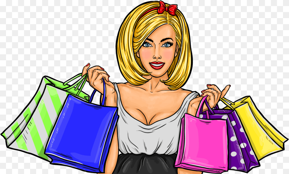 Pop Art Woman, Adult, Female, Shopping, Person Png Image