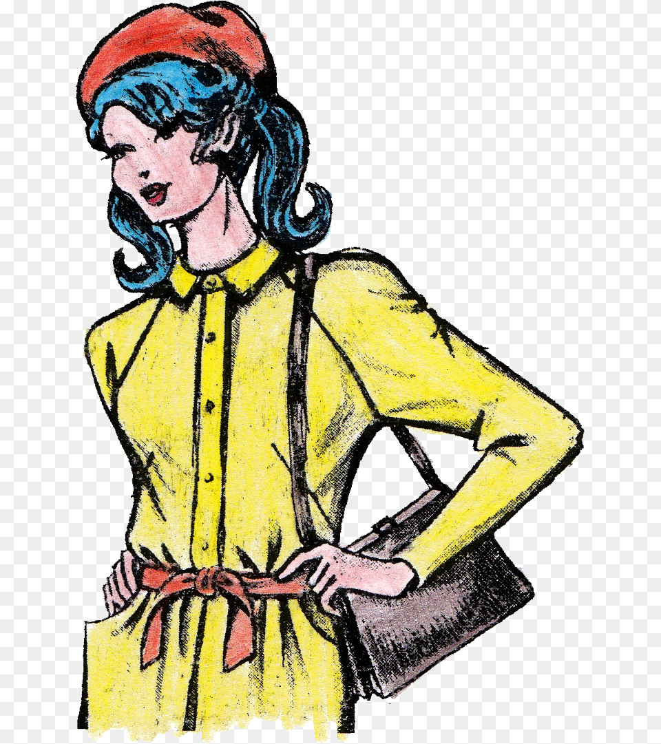 Pop Art Woman Drawing, Clothing, Coat, Adult, Person Free Png