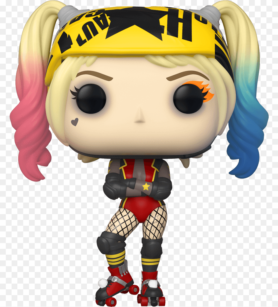 Pop Heroes Birds Of Prey Harley Quinn Roller Derby Harley Quinn Roller Derby Funko Pop, Toy, Face, Head, Person Png Image