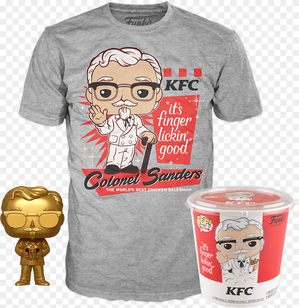 Pop Icons Kfc U2013 Gold Colonel Sanders Tee Funko Shop Colonel Sanders Gold Funko Pop, T-shirt, Clothing, Person, Baby Free Png