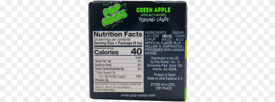Pop Rocks Green Apple 24 Units Nutrition Facts Label, Adapter, Electronics, Text, Blackboard Free Transparent Png