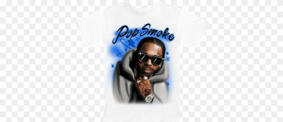 Pop Smoke Official Store Pop Smoke Homage T Shirt, Accessories, T-shirt, Clothing, Sunglasses Png
