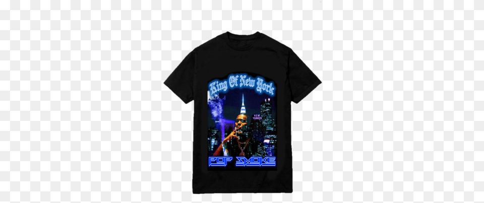 Pop Smoke Official Store Pop Smoke King Of New York Shirt, Clothing, T-shirt, Person Png Image