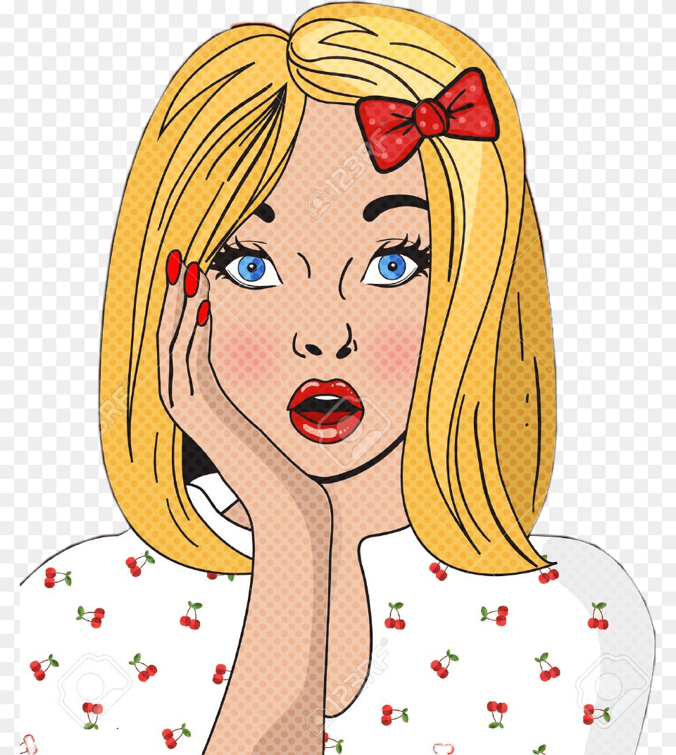 Popart Woman Suprised Freetoedit Happy Birthday Blonde Girl, Portrait, Photography, Person, Head Free Png