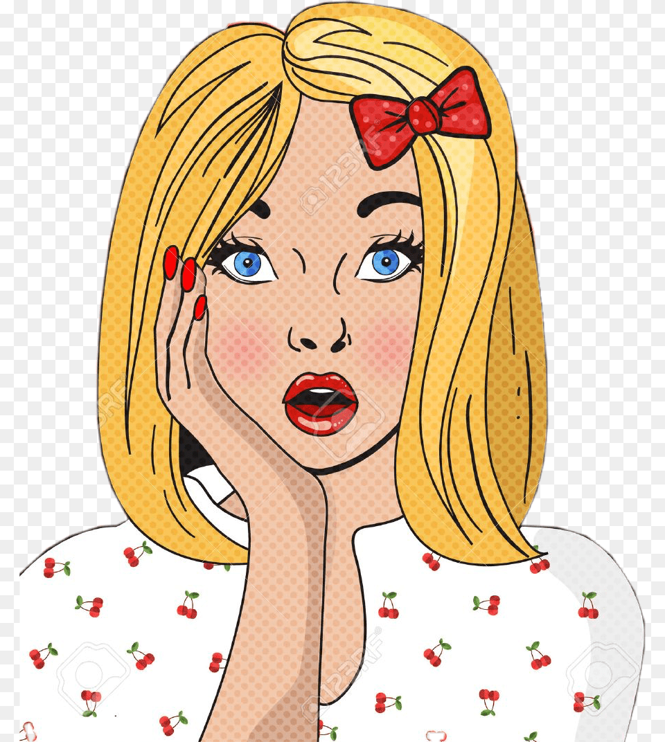 Popart Woman Suprised Freetoedit Pop Art Girl White Background, Portrait, Photography, Person, Head Png Image