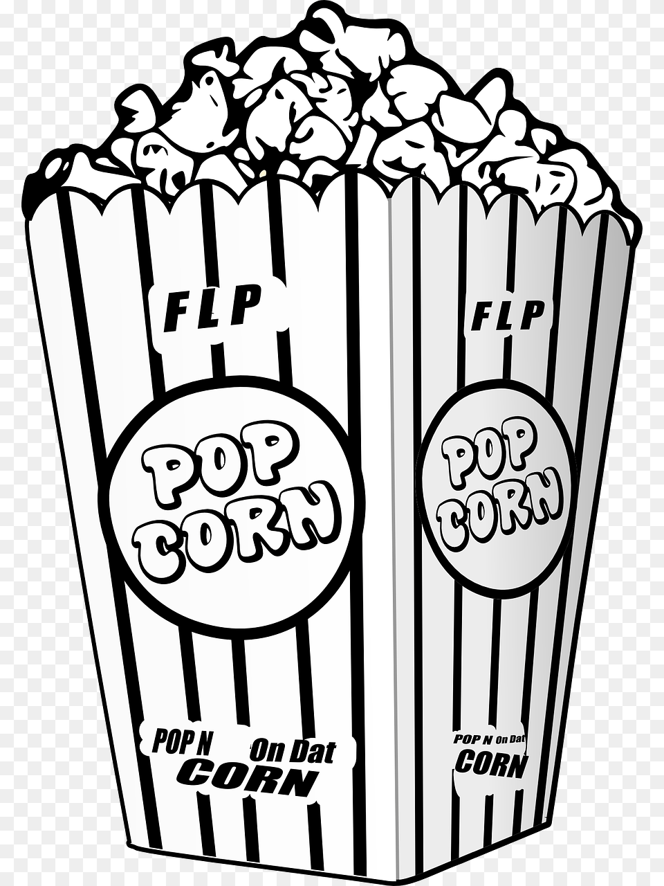 Popcorn Movie Entertain Popcorn Clipart Black And White, Food, Face, Head, Person Free Png Download
